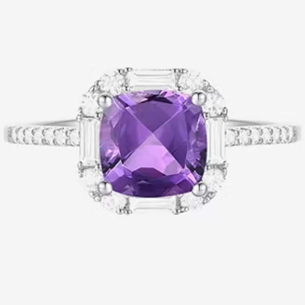 7 Elegant Purple Gemstone Silver Ring NIB